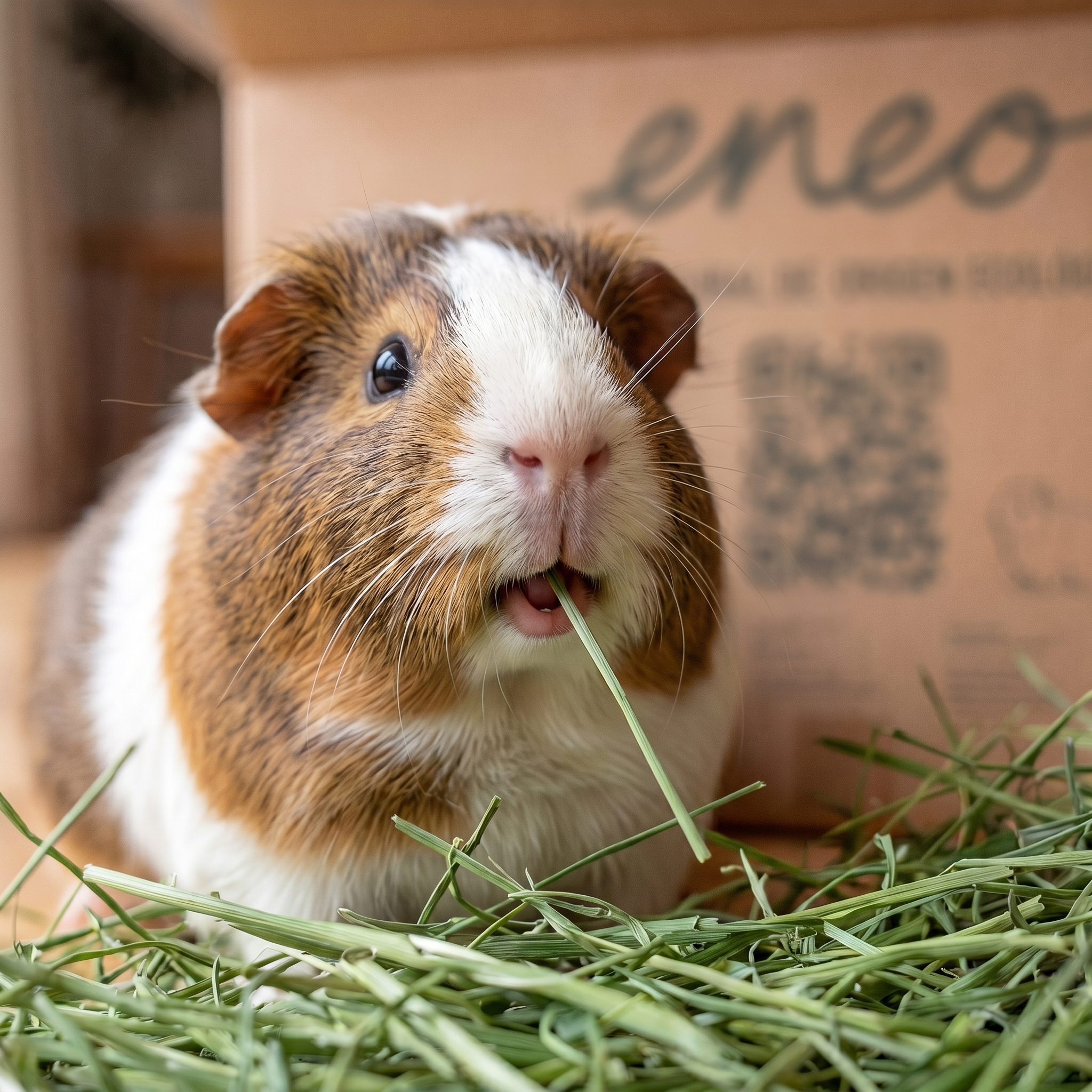 Cobaya comiendo heno macro 2kg