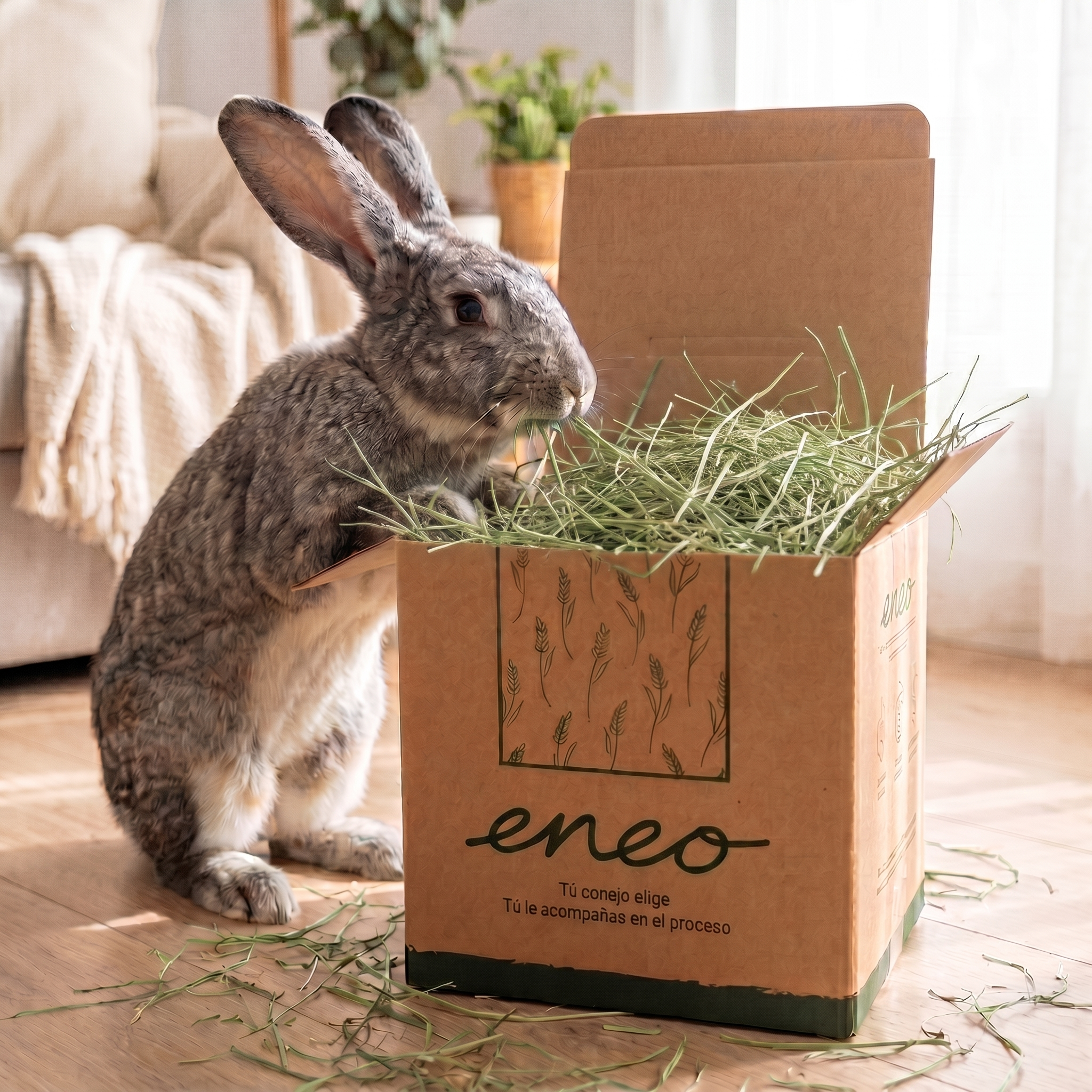 Conejo a dos patas comiendo de la caja 500g#peso_500g