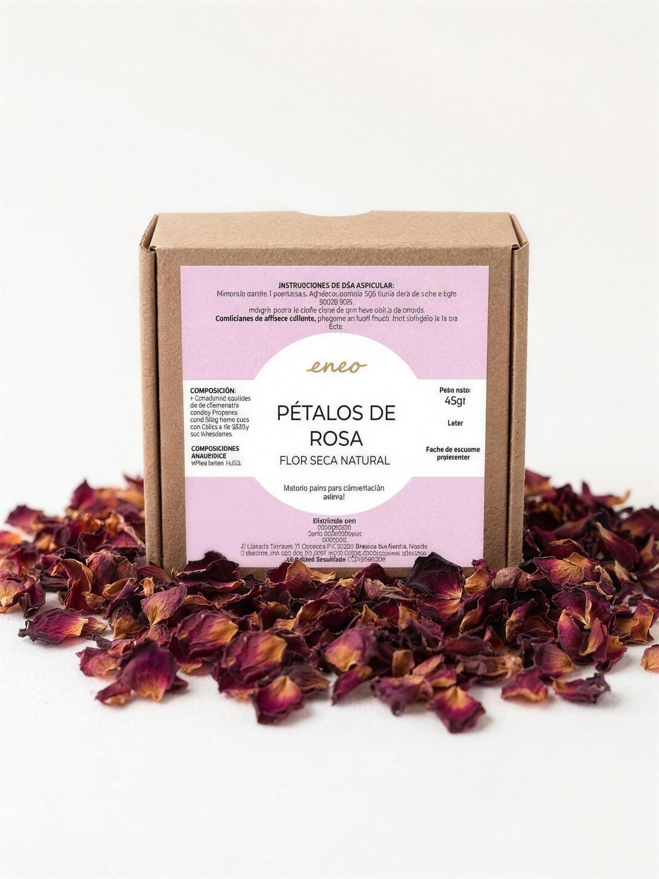 Caja de pétalos de rosa flor natural